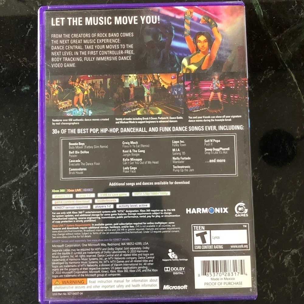 XBOX 360 Dance Central Video Game